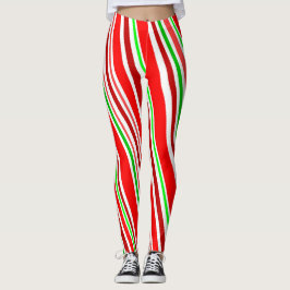 Legging Candy Cane Slimming Spiral Strips Vermelho Verde B