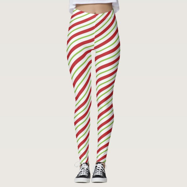 Legging Candy Cane Strike Christmas Red and Green (Frente)