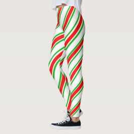 Legging Candy Cane Stripes Vermelho Verde Natal