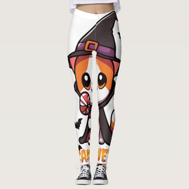 Legging candyween - bruxa-gato halloween (Frente)