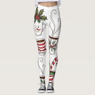 Legging Canecas engraçadas de chá no natal 
