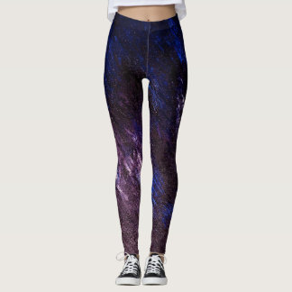 Legging Caneleiras abstratas azuis e pretas da lavanda da