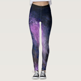 Legging Caneleiras abstratas da lavanda e do azul