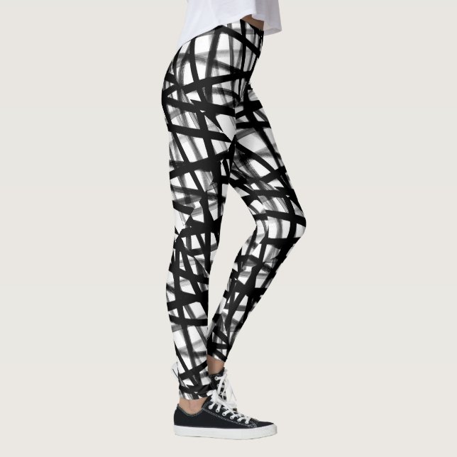 Legging Caneleiras abstratas preto e branco (Direita)