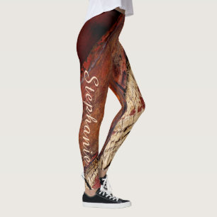 Legging Caneleiras abstratas vermelhos marrom rústicas da