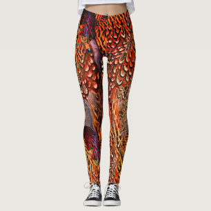 Legging Caneleiras alaranjadas brilhantes da pena