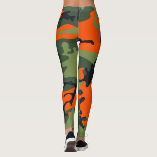 Legging Caneleiras alaranjadas da camuflagem