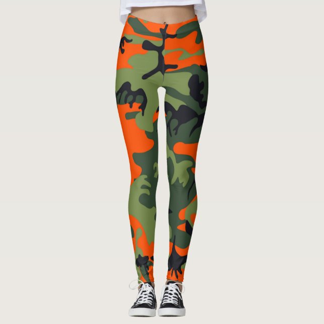 Legging Caneleiras alaranjadas da camuflagem dos caçadores (Frente)
