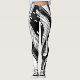 Legging Caneleiras altas abstratas preto e branco de