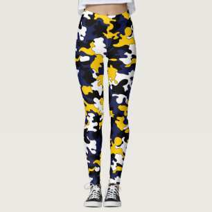 Legging Caneleiras amarelas, azuis, pretas de Camo