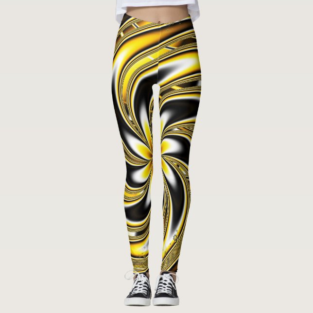 Legging Caneleiras amarelas e pretas de Aziza (Frente)