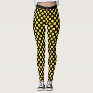 Legging Caneleiras amarelas pretas das bolinhas