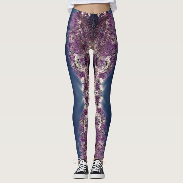 Legging Caneleiras Amethyst do caleidoscópio com fases da (Frente)