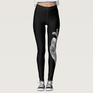 Legging Caneleiras anatômicas do Doodle do coração
