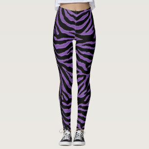 Legging Caneleiras animais do impressão da zebra roxa e