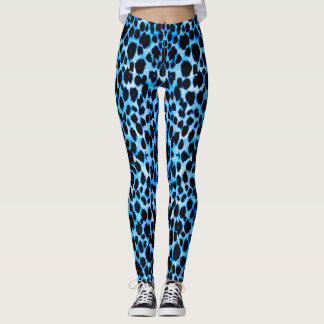 Legging Caneleiras animais do impressão do leopardo azul