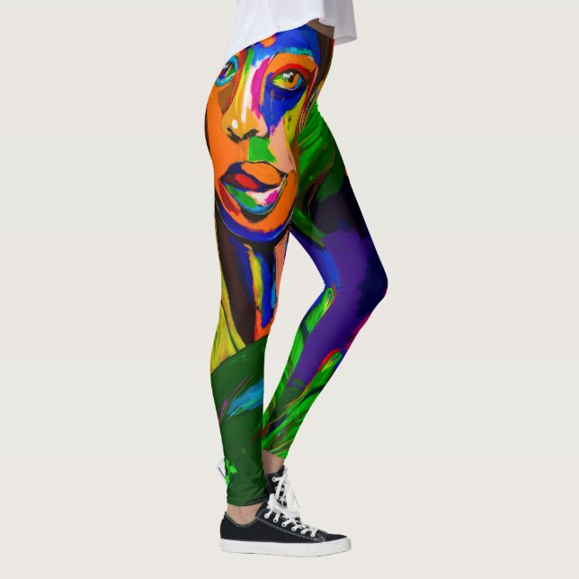 Legging Caneleiras artísticas exóticas da cara pintado mão (Direita)