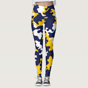 Legging Caneleiras azuis, brancas, amarelas de Camo