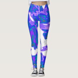 Legging Caneleiras azuis, brancas, roxas abstratas