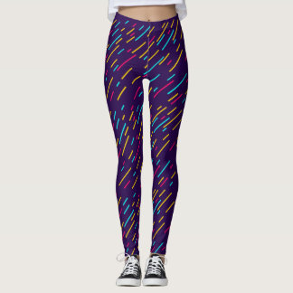 Legging caneleiras azuis com linhas coloridas,