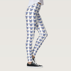Legging Caneleiras azuis da borboleta, M