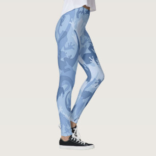 Legging Caneleiras azuis da camuflagem do réptil