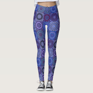 Legging Caneleiras azuis da edredão de Boho