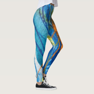 Legging Caneleiras azuis da ioga do estilo livre de