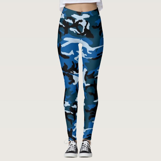Legging caneleiras azuis do camo (Frente)