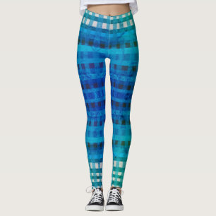 Legging Caneleiras azuis do verão do teste padrão do