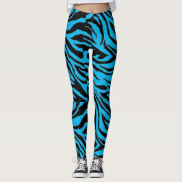Legging Caneleiras azuis Funky do impressão da zebra