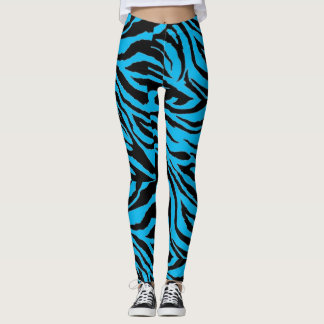 Legging Caneleiras azuis Funky do impressão da zebra