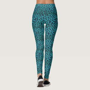Legging Caneleiras azuis Funky do impressão do leopardo
