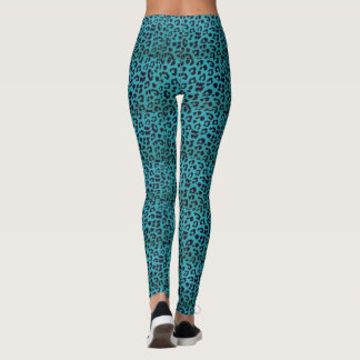 Legging Caneleiras azuis Funky do impressão do leopardo