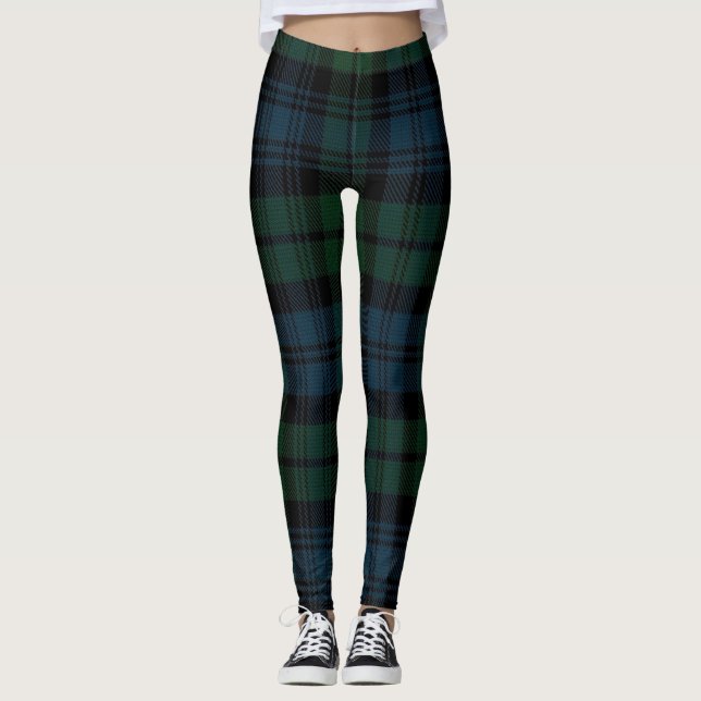 Legging CANELEIRAS azuis verdes da xadrez de TARTAN para (Frente)