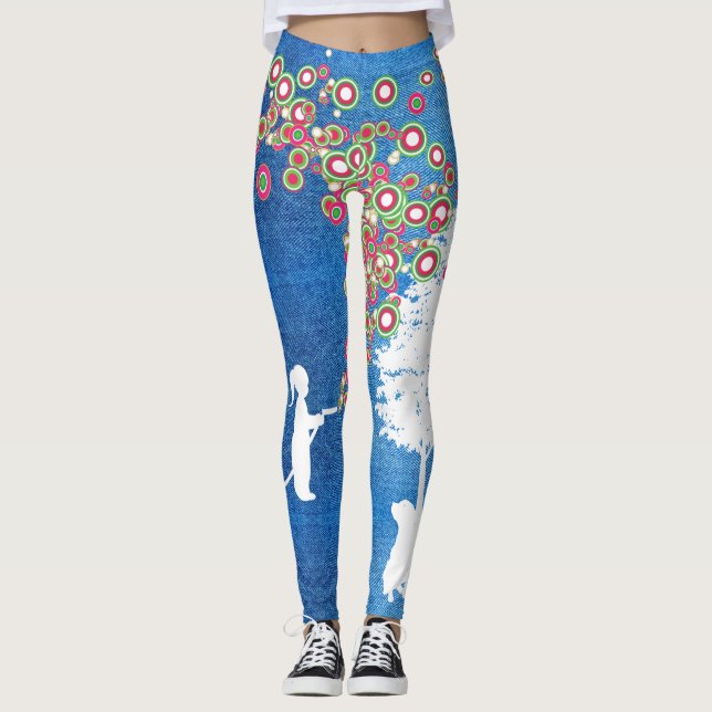 Legging caneleiras banksy do estilo da sarja de Nimes dos (Frente)