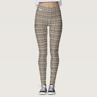 Legging Caneleiras bege cinzentas da xadrez da COLEÇÃO de
