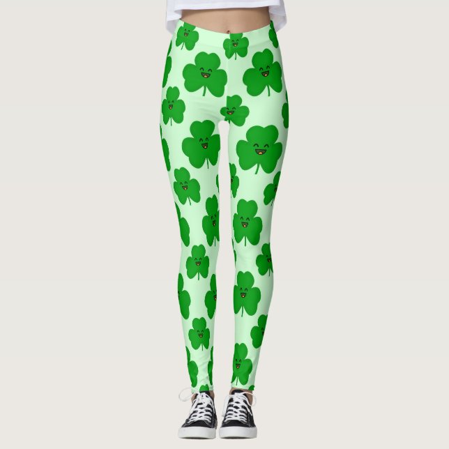 Legging Caneleiras bonitos do dia de St Patrick feliz do (Frente)