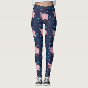 Legging Caneleiras bonitos do porco e dos corações