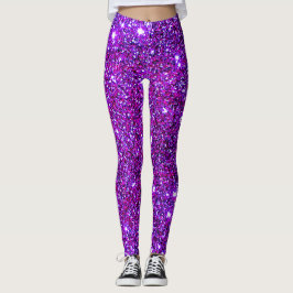 Legging Caneleiras bonitos Glittery Sparkly roxas da forma