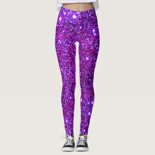 Legging Caneleiras bonitos Glittery Sparkly roxas da forma