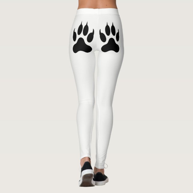 Legging Caneleiras brancas do impressão da pata (Verso)