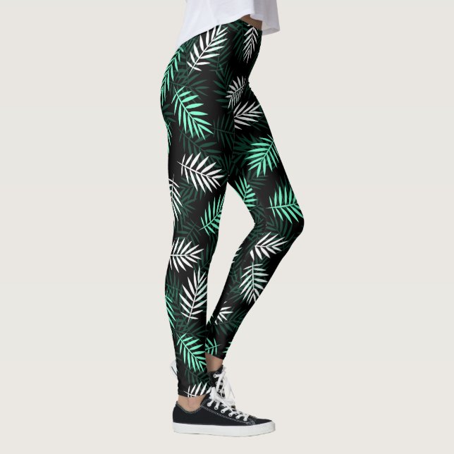 Legging Caneleiras brancas e verdes elegantes das folhas (Direita)