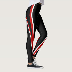 Legging Caneleiras brancas pretas vermelhas