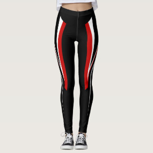 Legging Caneleiras brancas vermelhas pretas