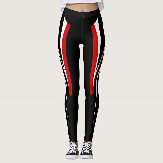 Legging Caneleiras brancas vermelhas pretas (Frente)