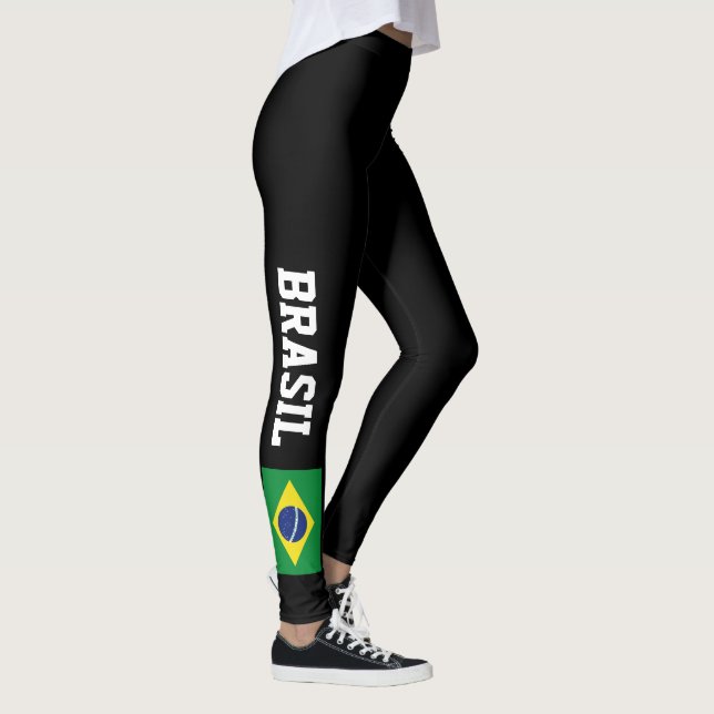 Legging Caneleiras brasileiras da bandeira para o gym da (Direita)