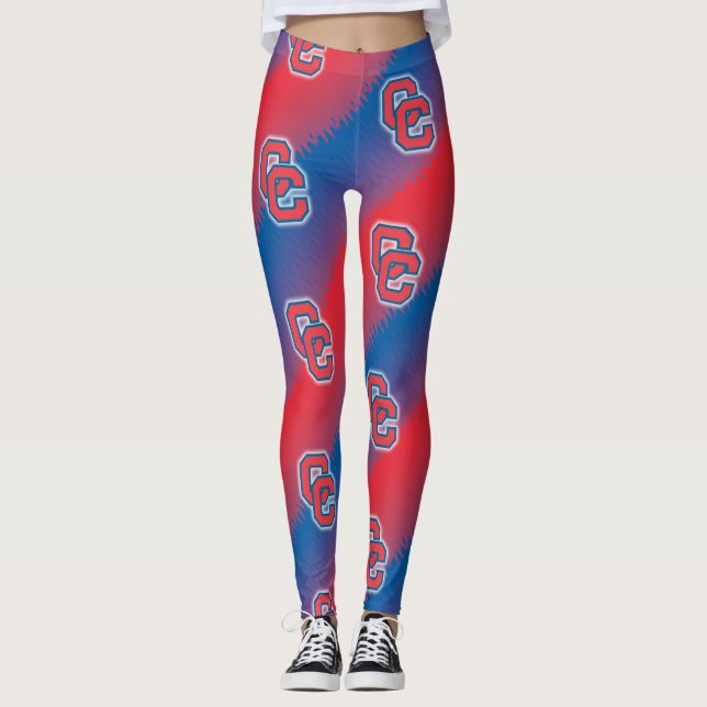Legging Caneleiras (CC) vermelhas e azuis de Cherry Creek (Frente)