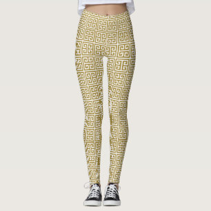 Legging Caneleiras chaves gregas Dourados