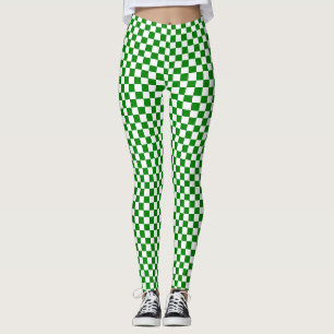 Legging Caneleiras Checkered verdes e brancas